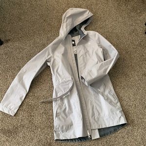 The North Face Silver Trench Coat Rain Jacket with Hood